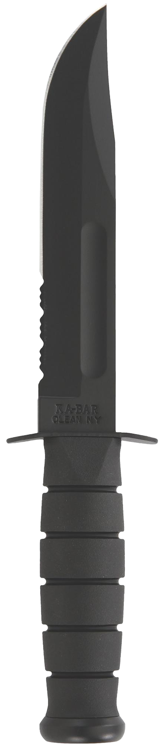 Full Size Black KA-BAR®, Serrated Edge, Leather Sheath