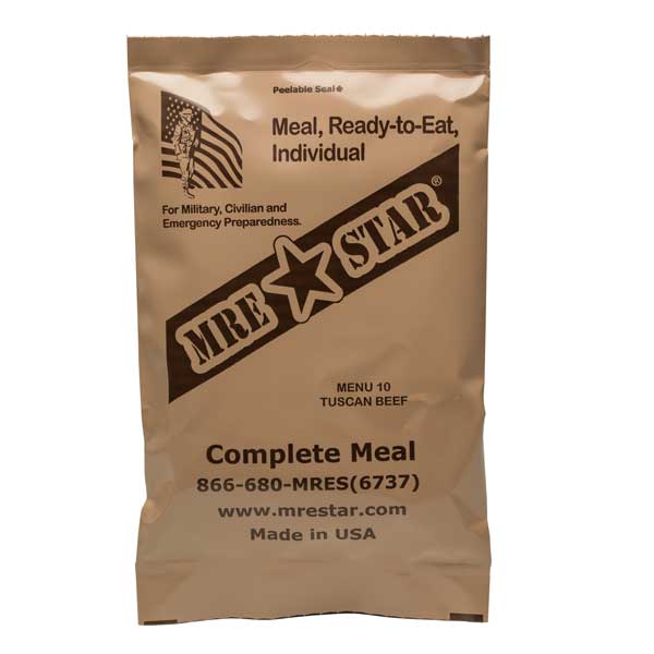 MRE STAR Case of 12 Single Complete MRE Meals – Standard Variety with Heaters