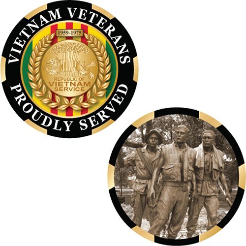 CHALLENGE COIN-Vietnam Veteran Proudly Served; Made In USA