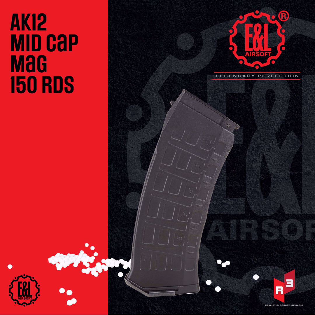 E&L AK12 MID CAP MAG-150RDS-BLACK (EL-1116-08)