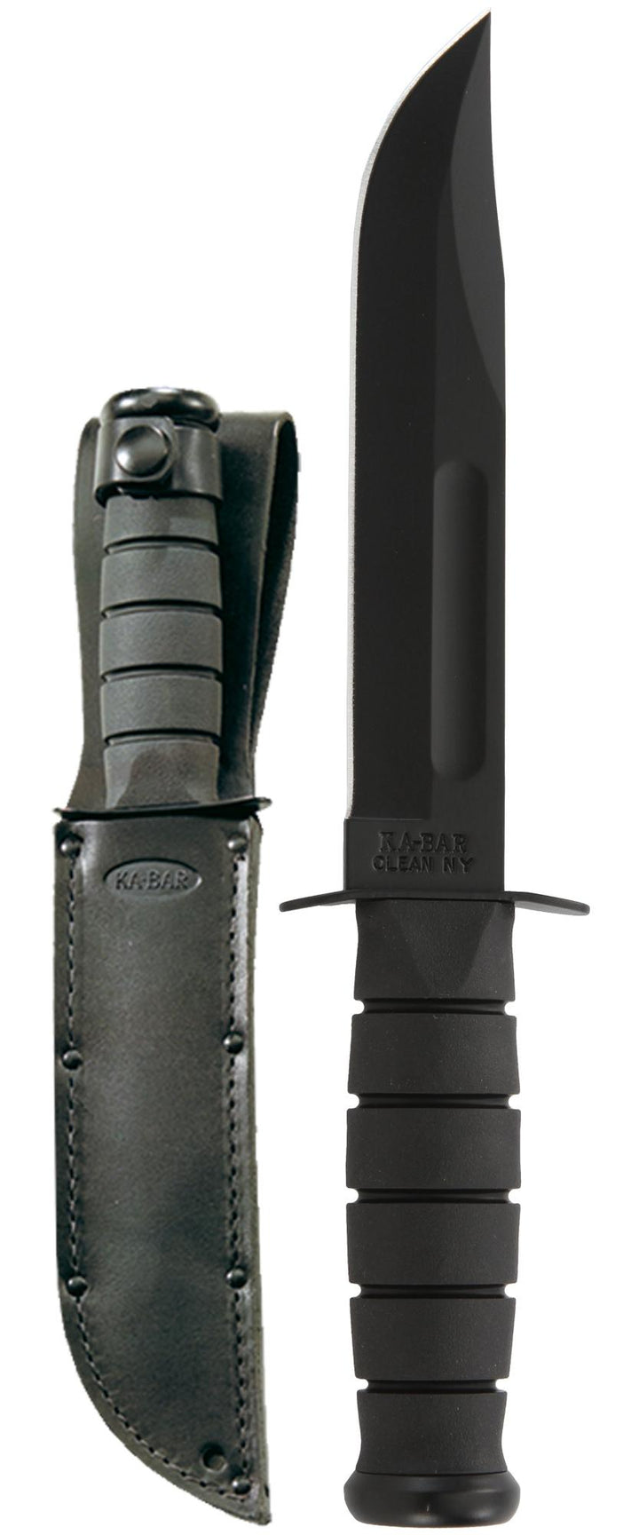 Full Size Black KA-BAR®, Straight Edge, Leather Sheath