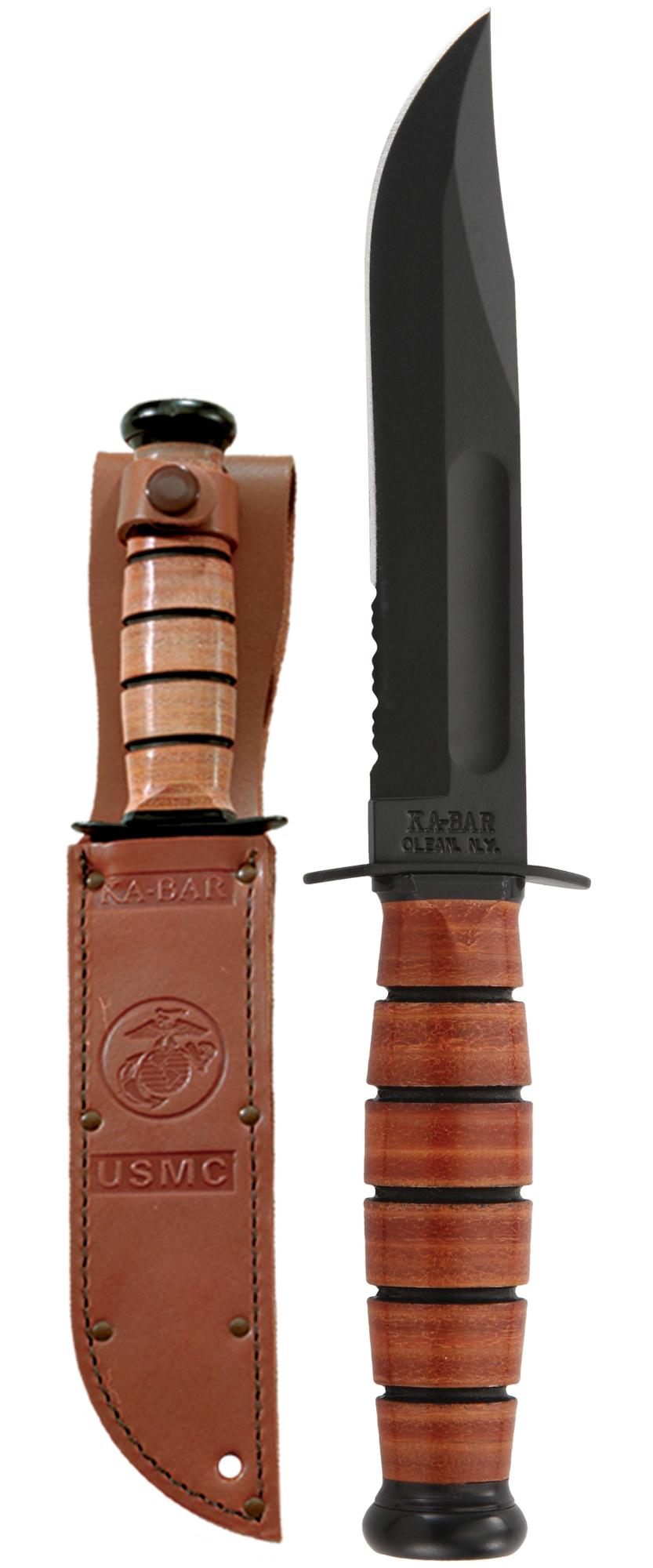 KA-BAR® USMC Short, Serrated, Leather Sheath