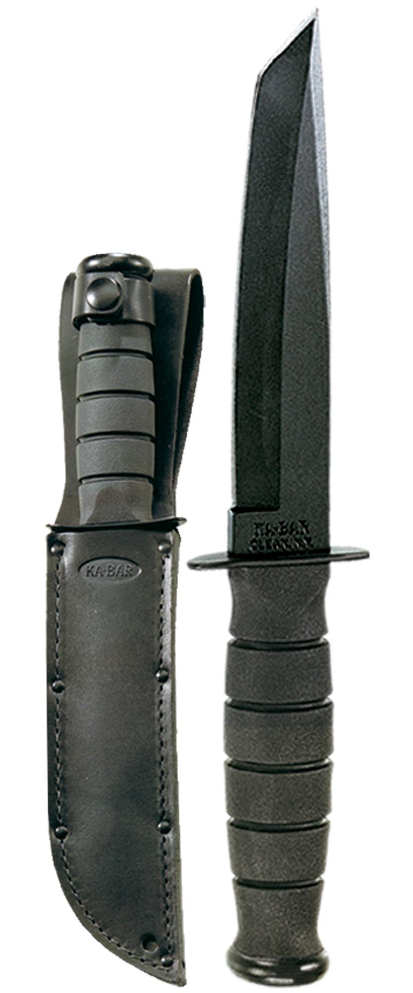 Short Tanto Ka-Bar (Straight Edge, Leather Sheath) 1254