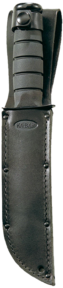 Short Tanto Ka-Bar, (Serrated Blade, Leather Sheath)