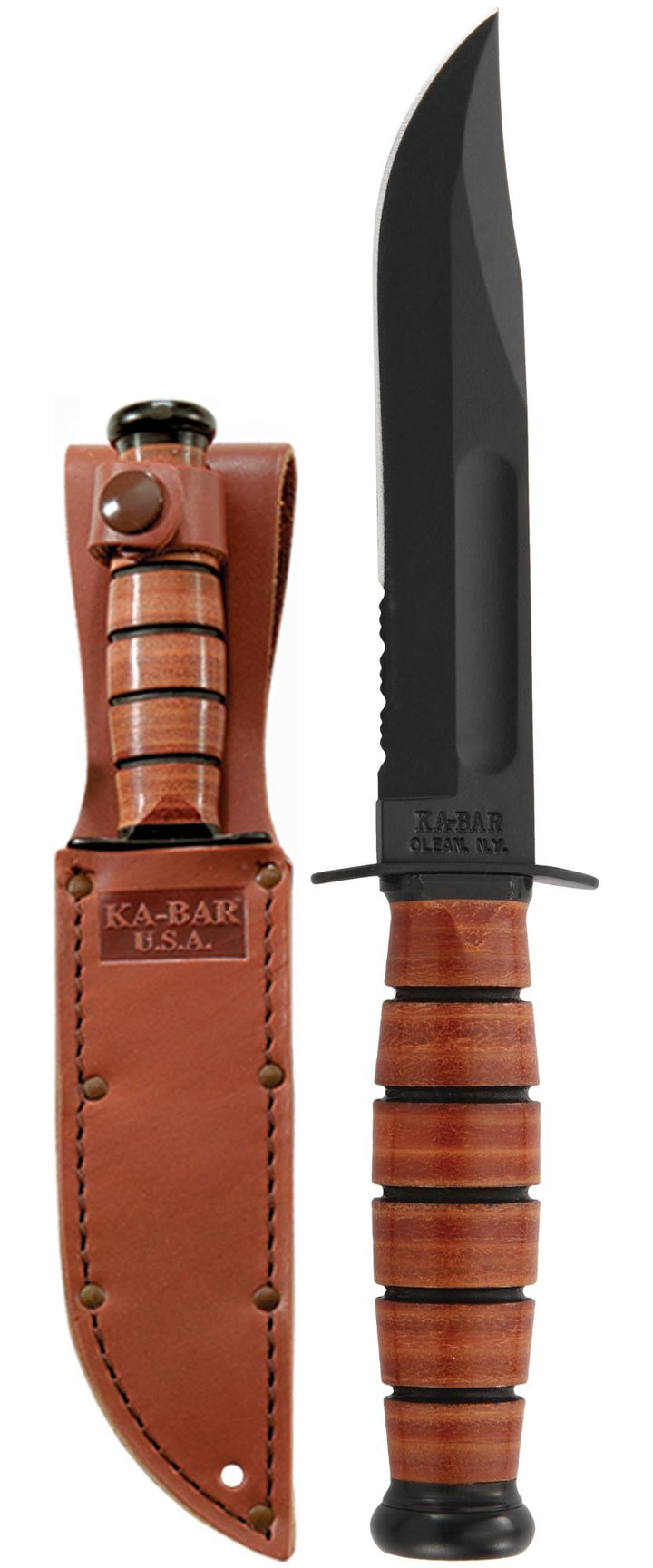 Single Mark Short Fighting/Utility Knife, (Serrated Blade, Leather Sheath)