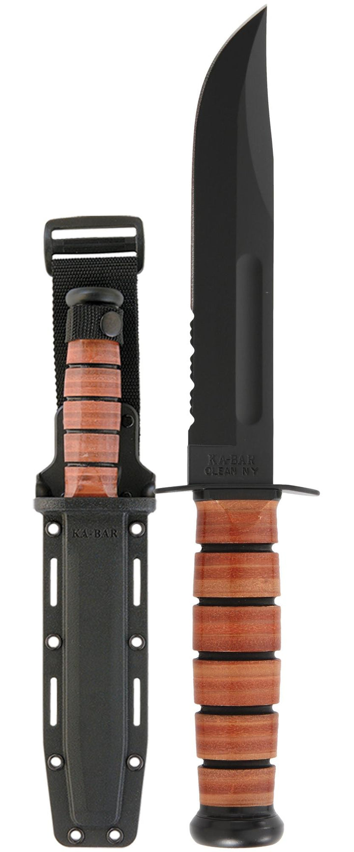 U.S. ARMY KA-BAR®, (Serrated Edge, Hard Plastic Sheath)