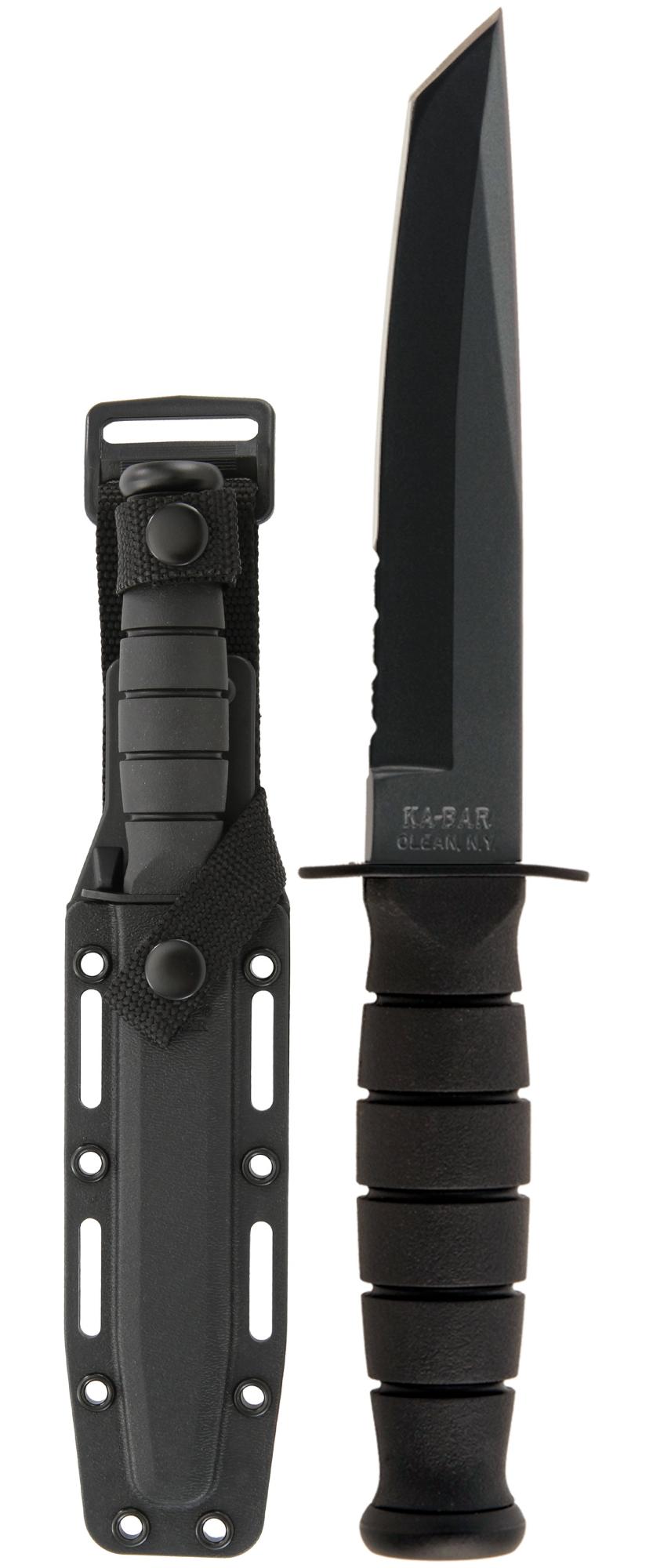 Short Tanto Ka-Bar, (Serrated Blade, Hard Plastic Sheath) 5055