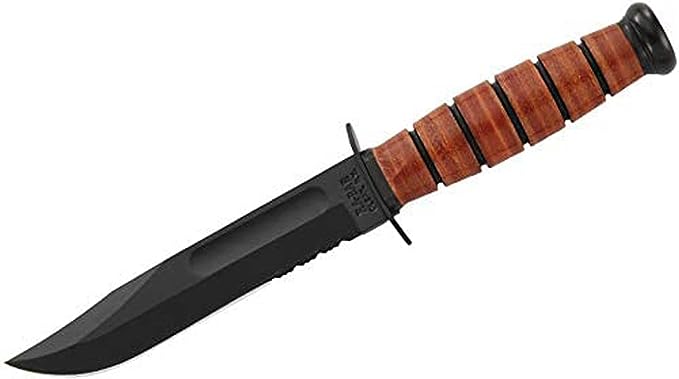 Single Mark Short Fighting/Utility Knife, (Serrated Blade, Leather Sheath)