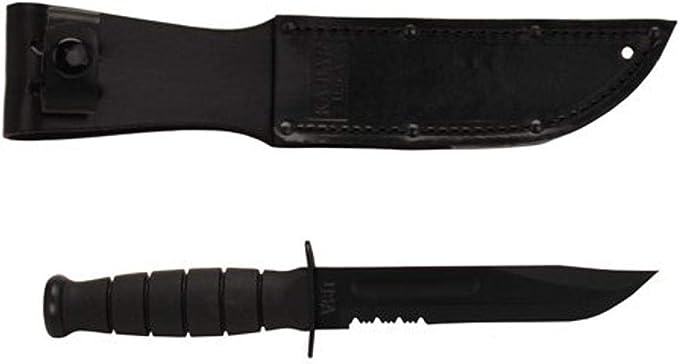 Short KA-BAR®, ( Serrated Blade, Leather Sheath )
