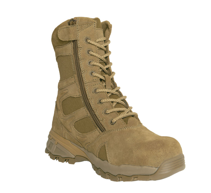 Rothco Forced Entry Composite Toe AR 670-1 Coyote Brown Side Zip Tactical Boot