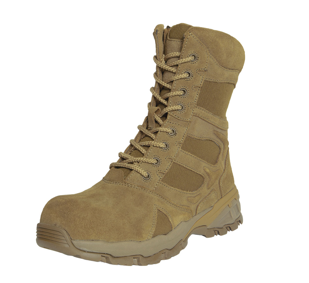Rothco Forced Entry Composite Toe AR 670-1 Coyote Brown Side Zip Tactical Boot