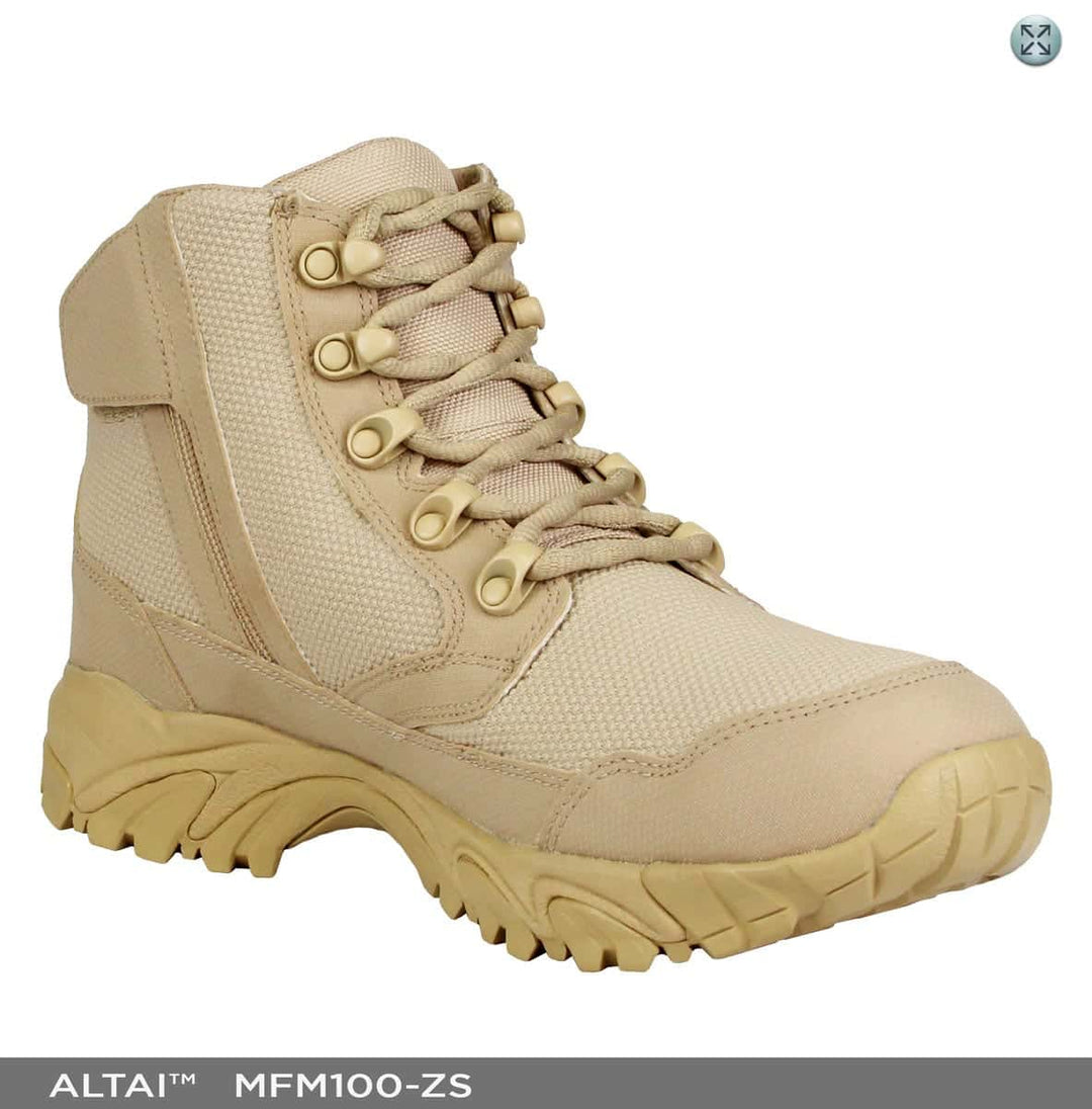 ALTAI™ 6″ Waterproof Tan Zip Up Work Boots (Model: MFM100-ZS)