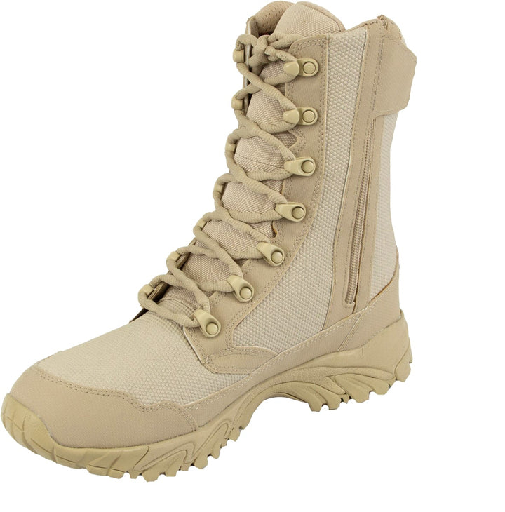 ALTAI™ 8″ Waterproof Tan Zip Up Combat Boots (Model: MFM100-Z)