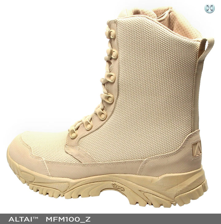 ALTAI™ 8″ Waterproof Tan Zip Up Combat Boots (Model: MFM100-Z)