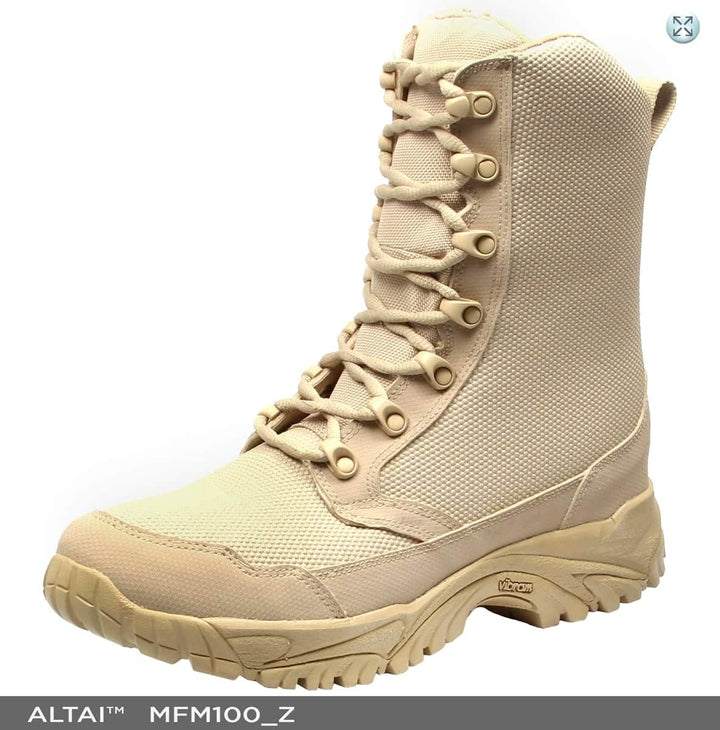 ALTAI™ 8″ Waterproof Tan Zip Up Combat Boots (Model: MFM100-Z)