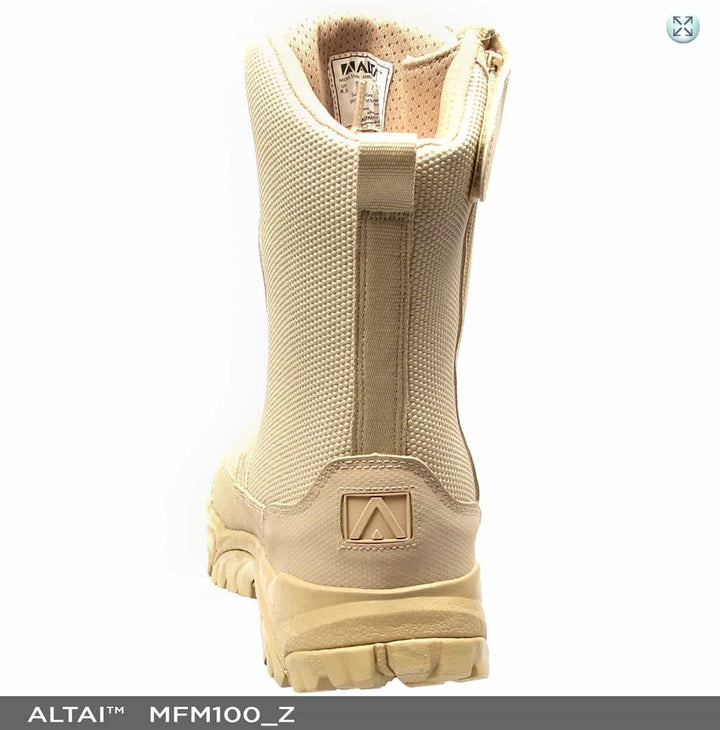 ALTAI™ 8″ Waterproof Tan Zip Up Combat Boots (Model: MFM100-Z)