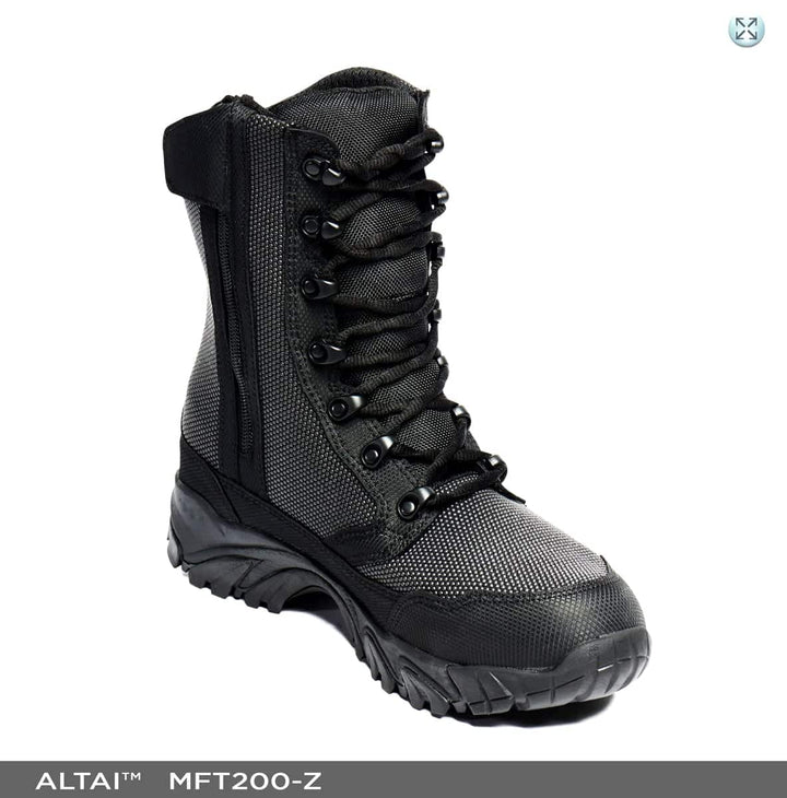 ALTAI™ 8″  Waterproof Side Zip Black Tactical Boots (Model: MFT200-Z)