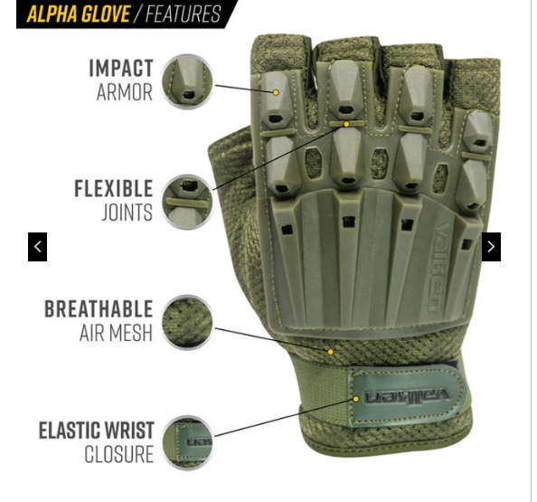 Valken Alpha Plastic Armored Half Finger Glove