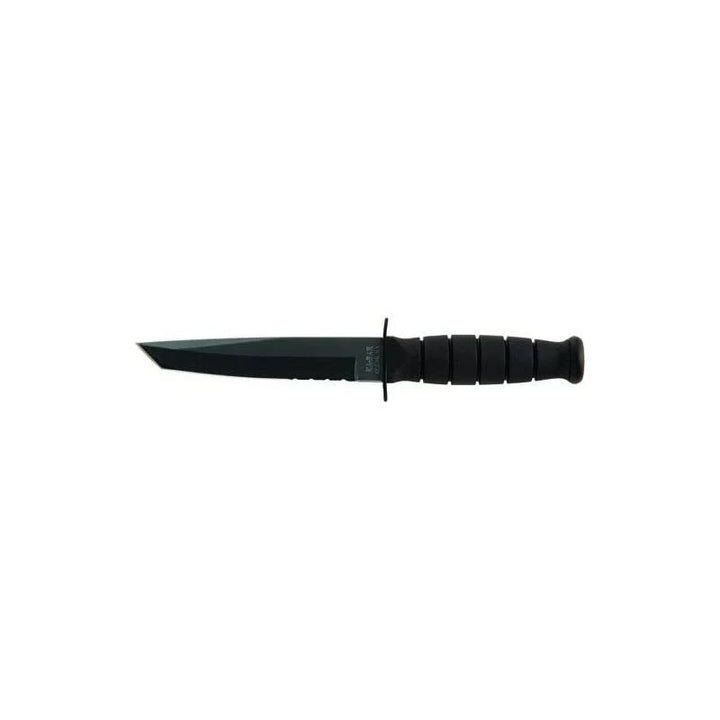 Short Tanto Ka-Bar, (Serrated Blade, Leather Sheath)