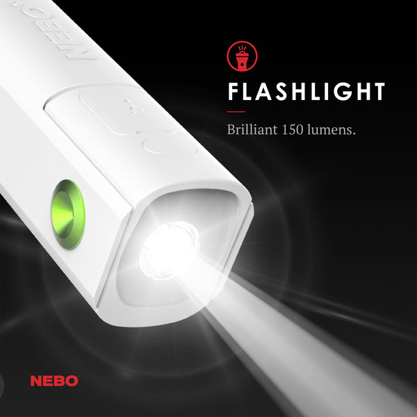 Rechargeable Power Bank and 150 Lumen Flashlight with Personal FanThe PAL-360 is a compact, USB-C rechargeable, 3-in-1 combo featuring a 150 lumen flashlight, a personal cooling fan, and a power bank to charge your USB powered devices. Intelligent Fan Control gives the soft fan blades added safety by stopping with the slightest touch. The folding design allows the PAL-360 to fit anywhere, so it can go everywhere.1 LIGHT MODE • High (150 lumens) - 4 hours2 FAN MODES • High - 12 hours • Low - 22 hoursDESIGN •