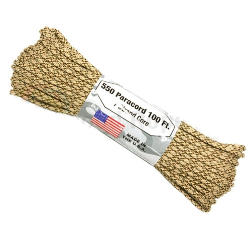 7 Strand 550 lbs Paracord  Paracord Is a must have for all outdoor and survival enthusiasts. This rope has almost endless uses and qualities. Great For survival bracelets,  camping, Backpacking, military, survival kits / bug out bags, ETC.   • 7 Strand Core  • lightweight & Strong  • UV resistant  • Rot & Mildew Resistant  • Color Will not run or bleed  • Made in the USA