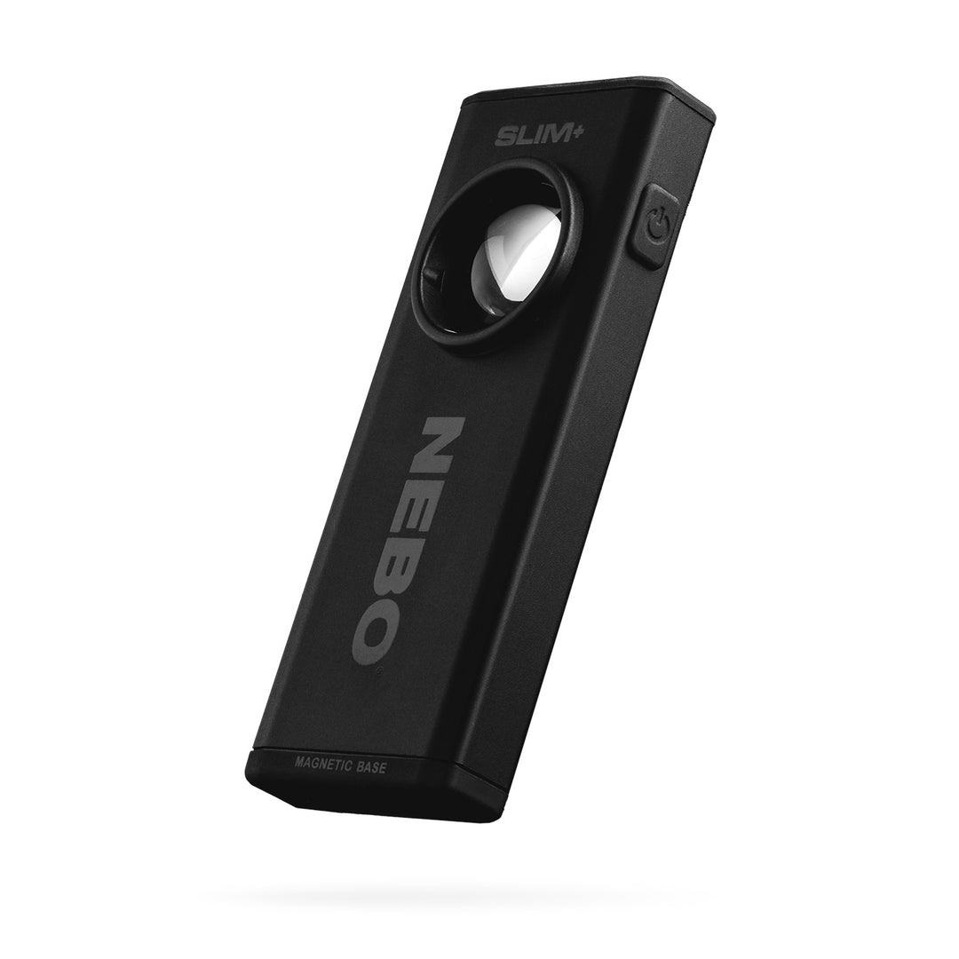 NEW FROM NEBO! The SLIM+ is a thin, ergonomic rechargeable 700 lumen pocket light with a red laser pointer and a Power Bank for your USB powered devices. Equipped with full dimming and Power Memory Recall, the SLIM+ also features a detachable magnetic pocket clip, collapsible hanging hook and powerful magnetic base