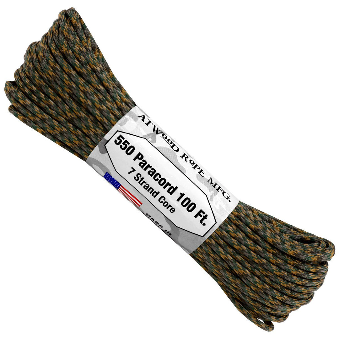 7 Strand 550 lbs Paracord  Paracord Is a must have for all outdoor and survival enthusiasts. This rope has almost endless uses and qualities. Great For survival bracelets,  camping, Backpacking, military, survival kits / bug out bags, ETC.   • 7 Strand Core  • lightweight & Strong  • UV resistant  • Rot & Mildew Resistant  • Color Will not run or bleed  • Made in the USA