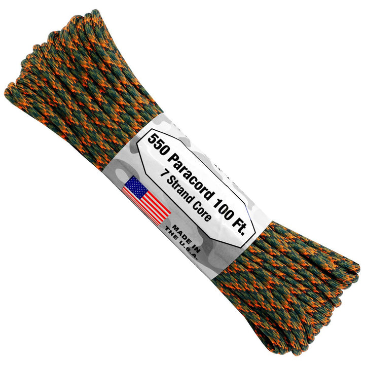 7 Strand 550 lbs Paracord  Paracord Is a must have for all outdoor and survival enthusiasts. This rope has almost endless uses and qualities. Great For survival bracelets,  camping, Backpacking, military, survival kits / bug out bags, ETC.   • 7 Strand Core  • lightweight & Strong  • UV resistant  • Rot & Mildew Resistant  • Color Will not run or bleed  • Made in the USA