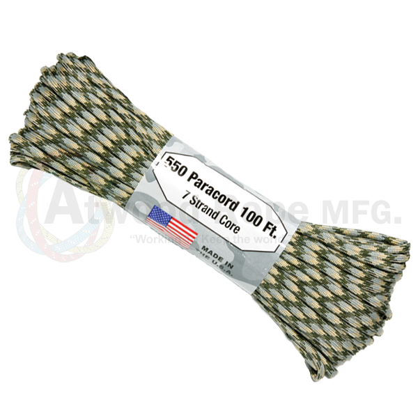 7 Strand 550 lbs Paracord  Paracord Is a must have for all outdoor and survival enthusiasts. This rope has almost endless uses and qualities. Great For survival bracelets,  camping, Backpacking, military, survival kits / bug out bags, ETC.   • 7 Strand Core  • lightweight & Strong  • UV resistant  • Rot & Mildew Resistant  • Color Will not run or bleed  • Made in the USA