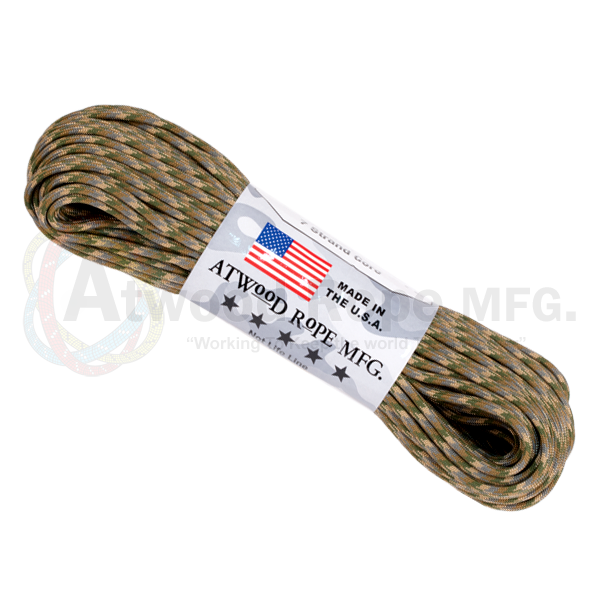 7 Strand 550 lbs Paracord  Paracord Is a must have for all outdoor and survival enthusiasts. This rope has almost endless uses and qualities. Great For survival bracelets,  camping, Backpacking, military, survival kits / bug out bags, ETC.   • 7 Strand Core  • lightweight & Strong  • UV resistant  • Rot & Mildew Resistant  • Color Will not run or bleed  • Made in the USA