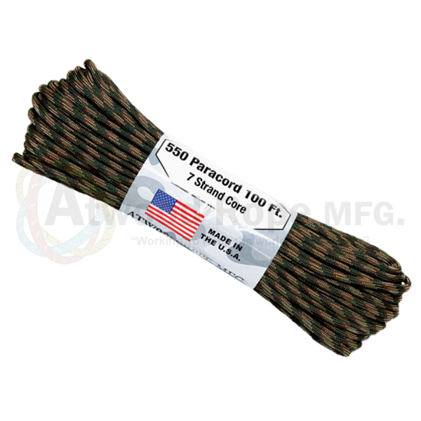 7 Strand 550 lbs Paracord  Paracord Is a must have for all outdoor and survival enthusiasts. This rope has almost endless uses and qualities. Great For survival bracelets,  camping, Backpacking, military, survival kits / bug out bags, ETC.   • 7 Strand Core  • lightweight & Strong  • UV resistant  • Rot & Mildew Resistant  • Color Will not run or bleed  • Made in the USA