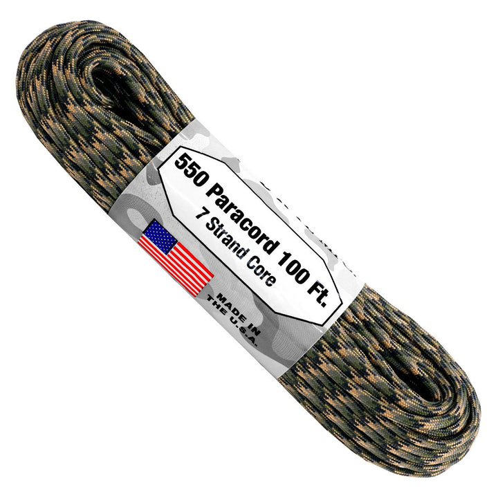 7 Strand 550 lbs Paracord  Paracord Is a must have for all outdoor and survival enthusiasts. This rope has almost endless uses and qualities. Great For survival bracelets,  camping, Backpacking, military, survival kits / bug out bags, ETC.   • 7 Strand Core  • lightweight & Strong  • UV resistant  • Rot & Mildew Resistant  • Color Will not run or bleed  • Made in the USA