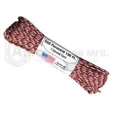 7 Strand 550 lbs Paracord  Paracord Is a must have for all outdoor and survival enthusiasts. This rope has almost endless uses and qualities. Great For survival bracelets,  camping, Backpacking, military, survival kits / bug out bags, ETC.   • 7 Strand Core  • lightweight & Strong  • UV resistant  • Rot & Mildew Resistant  • Color Will not run or bleed  • Made in the USA